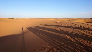 モロッコでサハラ砂漠でラクダに歩いて帰るメンバーの写真3