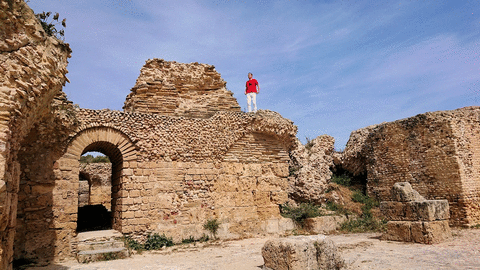 チュニジア：カルタゴ遺跡のアントニヌスの共同浴場内で記念撮影タイムが続きます7