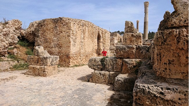 チュニジア：カルタゴ遺跡のアントニヌスの共同浴場内で記念撮影タイムがひたすら続く2