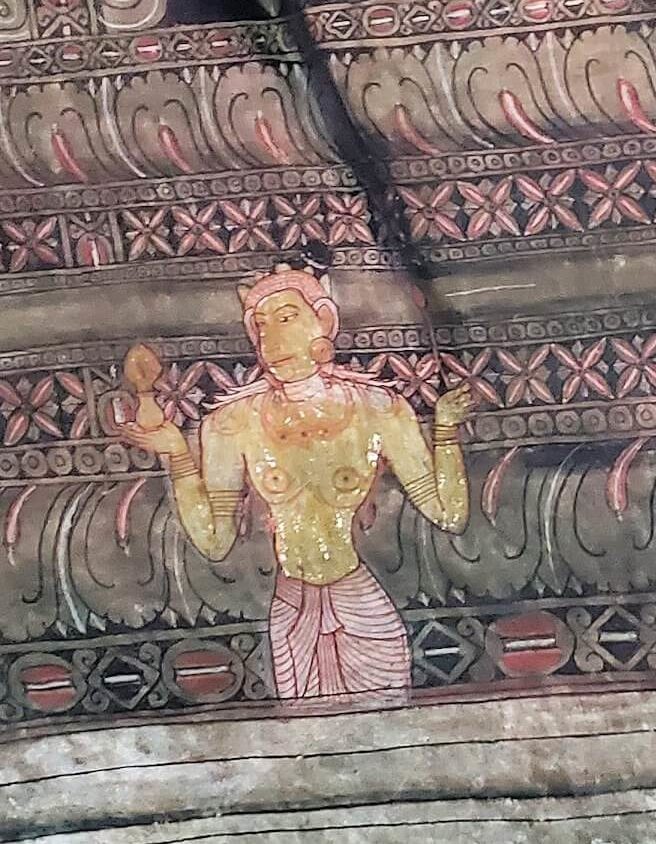 ダンブッラの石窟寺院内の第二洞窟に設置されている、お釈迦様を誘惑する悪魔の絵