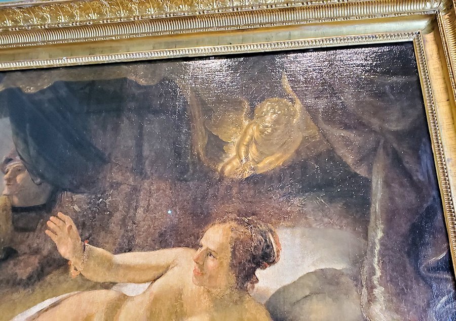 『ダナエ』 (Danae) by レンブラント・ファン・レイン(Rembrandt van Rijn)の黄金の天使