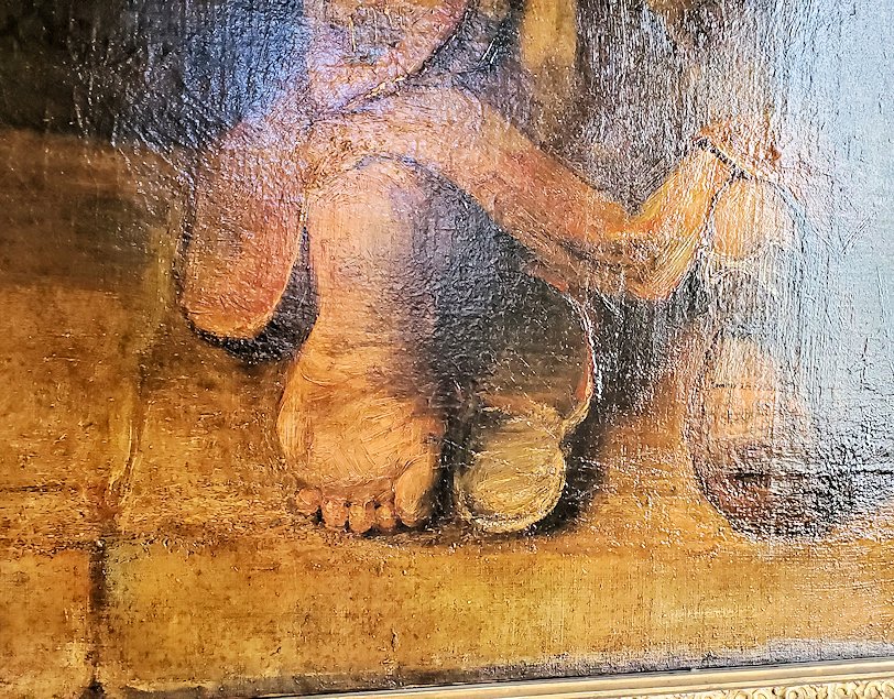 『放蕩息子の帰還』 (Return of the Prodigal Son) by レンブラント・ファン・レイン(Rembrandt van Rijn)で放蕩息子の足元