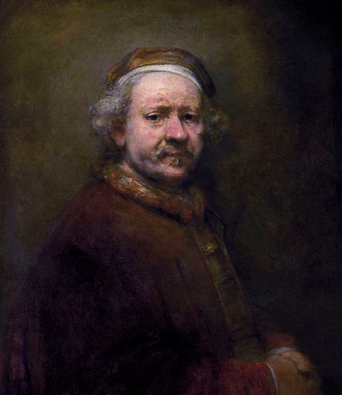 レンブラントが亡くなった1669年の63歳の自画像-ロンドン国立美術館所蔵(Rembrandt Harmenszoon van Rijn)